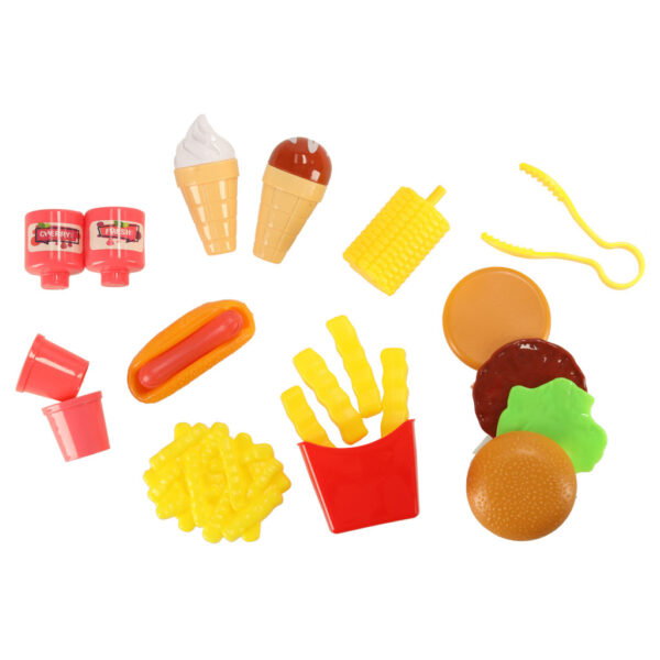 Kuchnia dla dzieci w walizce zestaw do hamburgerów fastfood lody lodziarnia frytki - obrazek 3