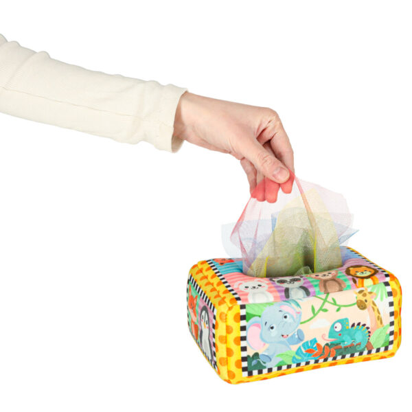 Sorter pudełko z chusteczkami sensoryczne montessori pluszowe cyfry litery - obrazek 6