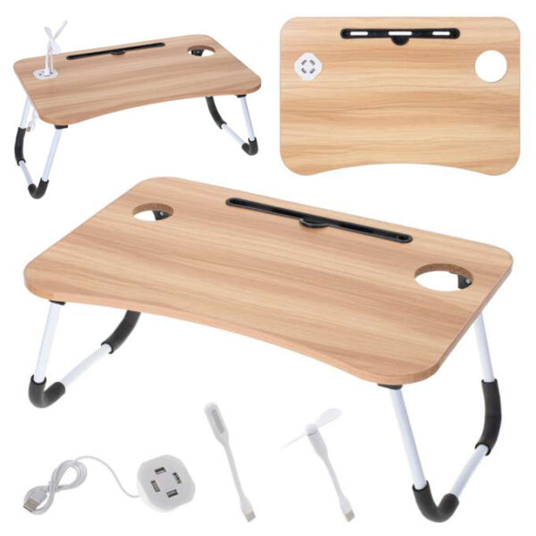Stolik pod laptopa składany do łóżka podstawka śniadaniowa USB - obrazek 9