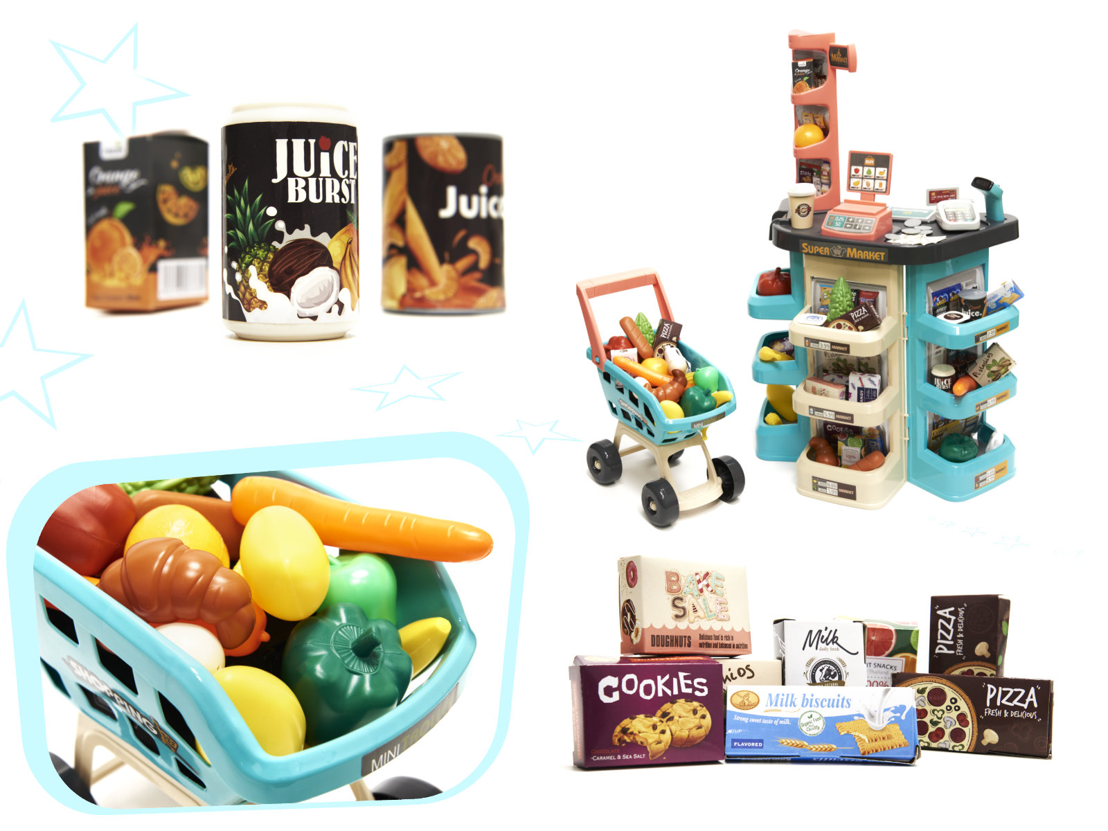 Supermarket sklep kasa fiskalna + wózek miętowy - obrazek 2