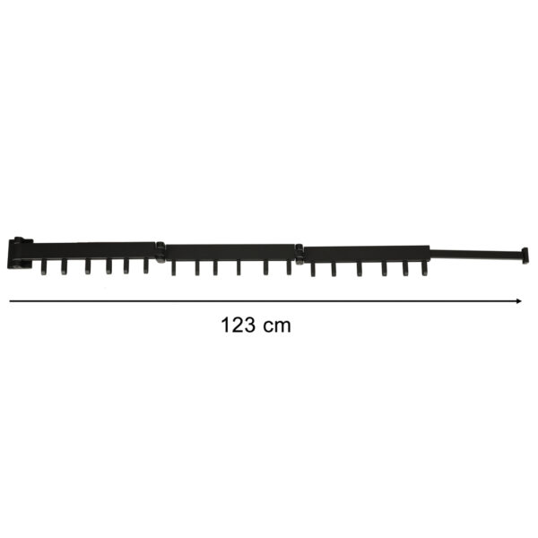 Suszarka na pranie wieszak ścienny naścienny składany teleskopowy czarny 18 haczyków 123cm - obrazek 5
