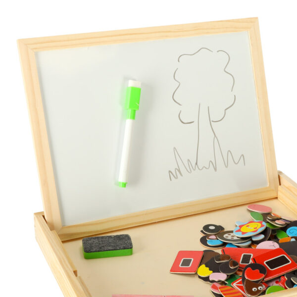 Tablica magnetyczna kredowa wielofunkcyjna farma + kredka marker gąbka - obrazek 4