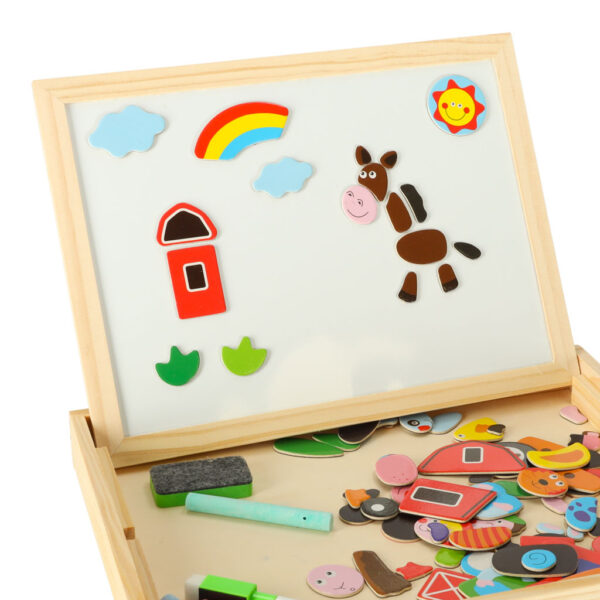 Tablica magnetyczna kredowa wielofunkcyjna farma + kredka marker gąbka - obrazek 5