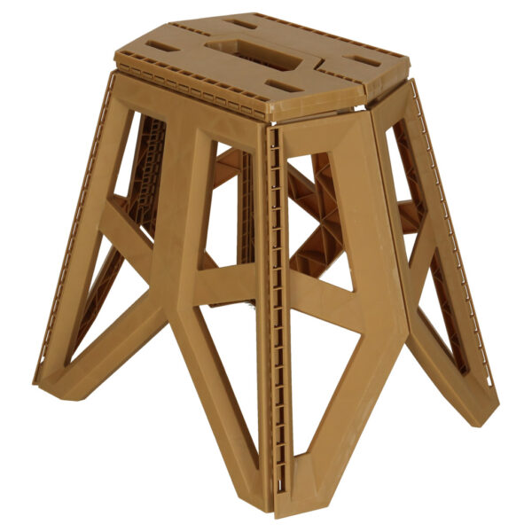 Taboret składany krzesełko turystyczne kempingowe przenośne 40 cm beżowy - obrazek 3