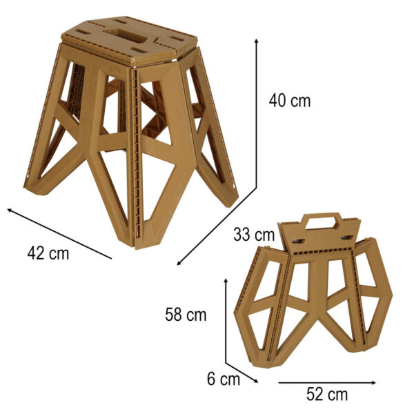 Taboret składany krzesełko turystyczne kempingowe przenośne 40 cm beżowy - obrazek 7