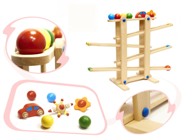 Tor kulkowy drewniany kulodrom montessori XXL - obrazek 3