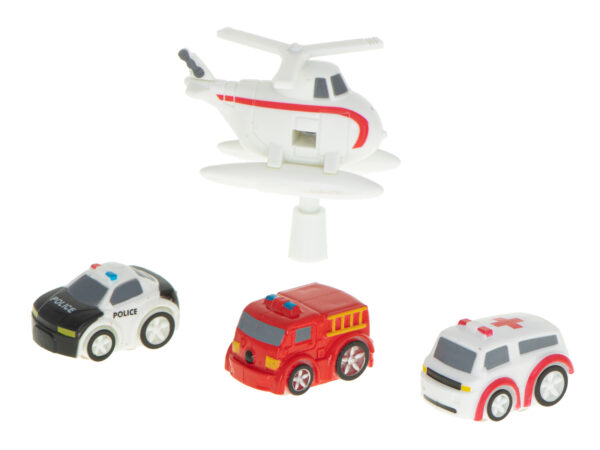 Tor przeszkód interaktywny samochodowy wyścigi parking 4 pojazdy auto radiowóz ambulans helikopter 32x32cm XXL - obrazek 7