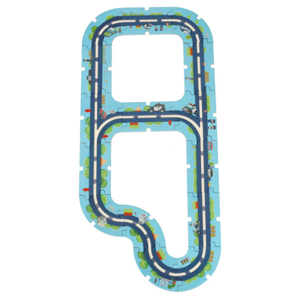 Tor samochodowy puzzle policja auto z napędem znaki drogowe ulica miasto 47 elementów - obrazek 4