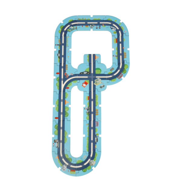 Tor samochodowy puzzle policja auto z napędem znaki drogowe ulica miasto 47 elementów - obrazek 5