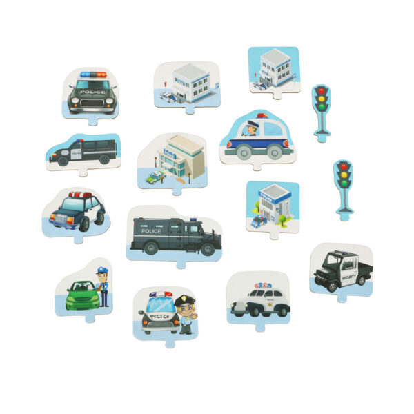 Tor samochodowy puzzle policja auto z napędem znaki drogowe ulica miasto 47 elementów - obrazek 10