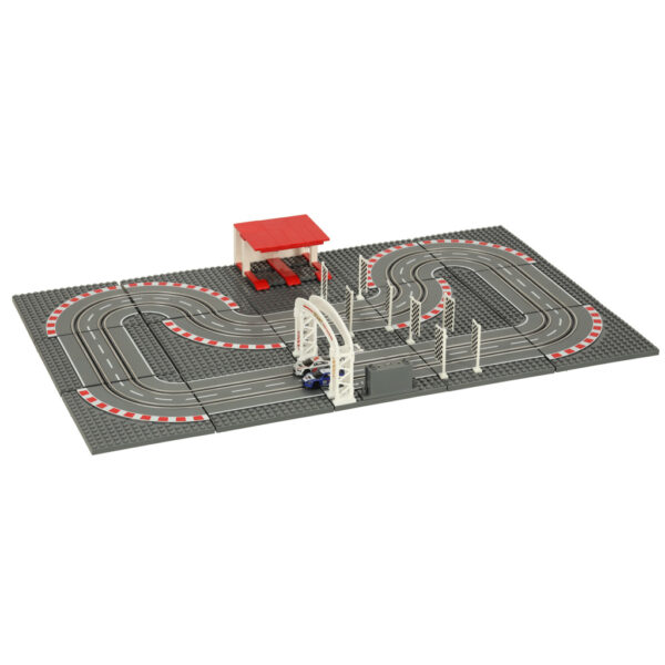 Tor wyścigowy samochodowy elektryczny policyjny 2 auta autka kontrolery zakręty klocki konstrukcyjne GD-02 - obrazek 3