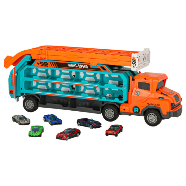 Tor wyścigowy samochodowy laweta transporter 6 el. pomarańczowy - obrazek 5