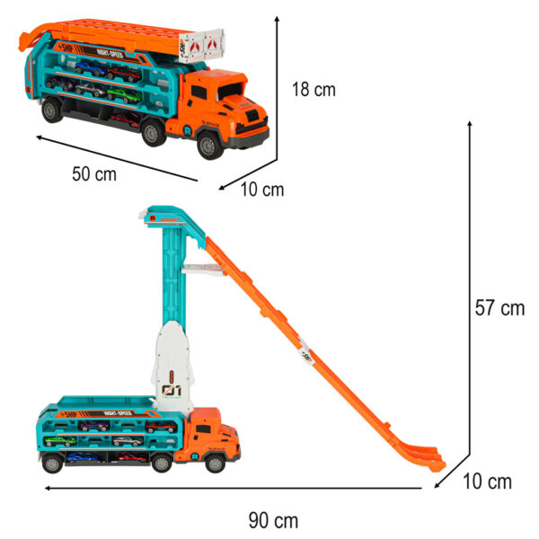 Tor wyścigowy samochodowy laweta transporter 6 el. pomarańczowy - obrazek 8