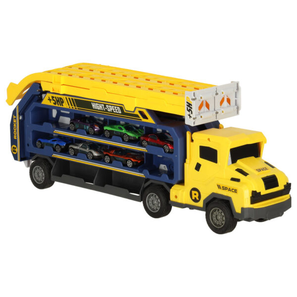 Tor wyścigowy samochodowy laweta transporter 6 el. żółty - obrazek 2