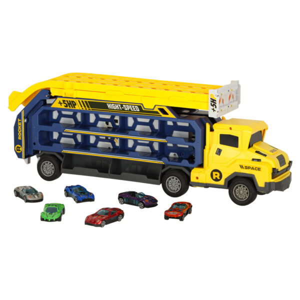Tor wyścigowy samochodowy laweta transporter 6 el. żółty - obrazek 5