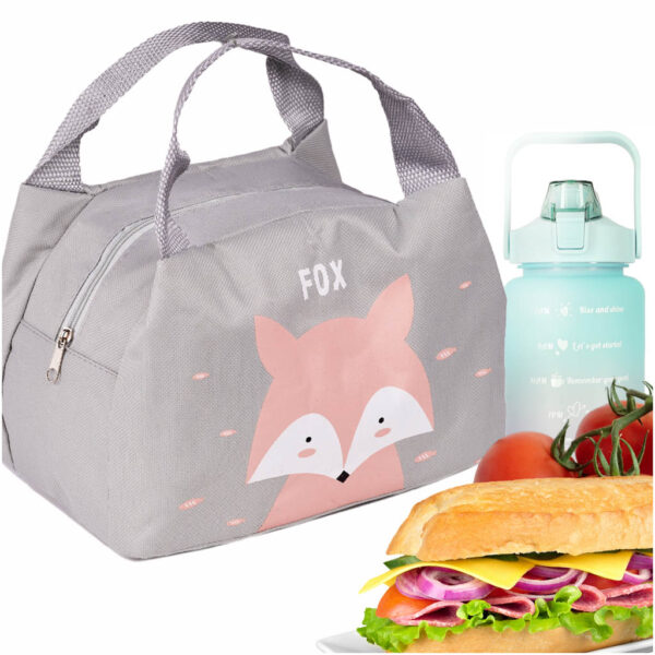 Torba termiczna na lunch jedzenie śniadaniowa izolacyjna lis różowy - obrazek 4