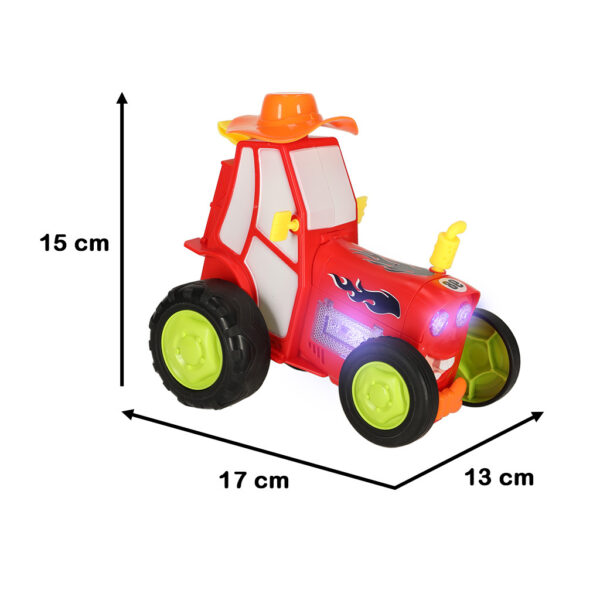 Traktor ciągnik zdalnie sterowany na pilota RC skaczący tańczący dźwięk czerwony - obrazek 7