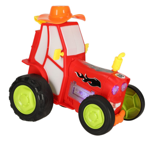 Traktor ciągnik zdalnie sterowany na pilota RC skaczący tańczący dźwięk czerwony - obrazek 8