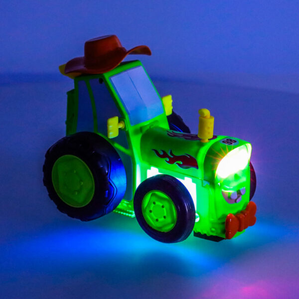Traktor ciągnik zdalnie sterowany na pilota RC skaczący tańczący dźwięk zielony - obrazek 5