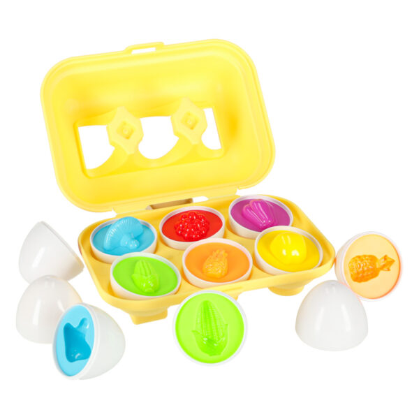 Układanka edukacyjna sorter dopasuj kształty jajka montessori owoce warzywa 6szt - obrazek 4