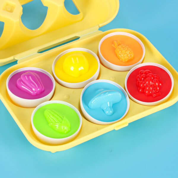 Układanka edukacyjna sorter dopasuj kształty jajka montessori owoce warzywa 6szt - obrazek 9