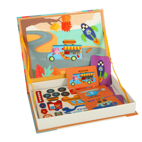 Książeczka magnetyczna układanka puzzle z magnesem środki transportu - obrazek 2