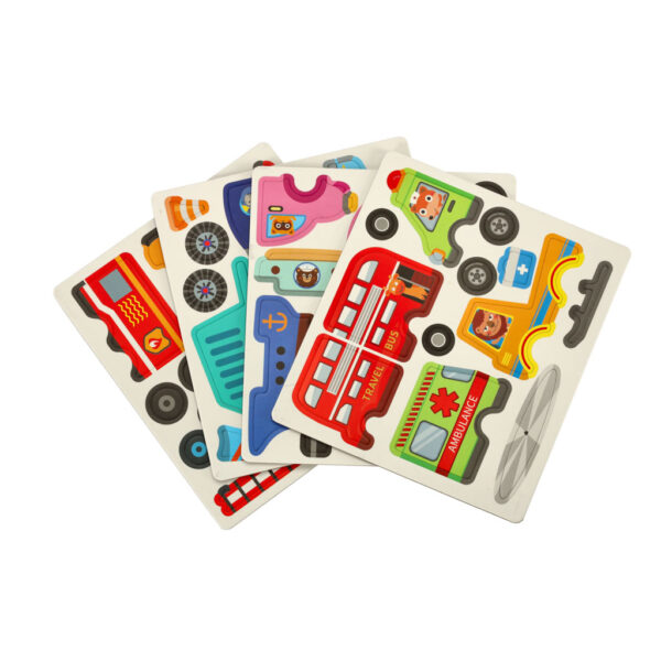 Książeczka magnetyczna układanka puzzle z magnesem środki transportu - obrazek 4