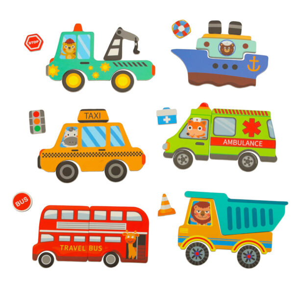 Książeczka magnetyczna układanka puzzle z magnesem środki transportu - obrazek 7