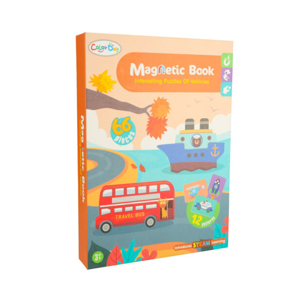 Książeczka magnetyczna układanka puzzle z magnesem środki transportu - obrazek 9