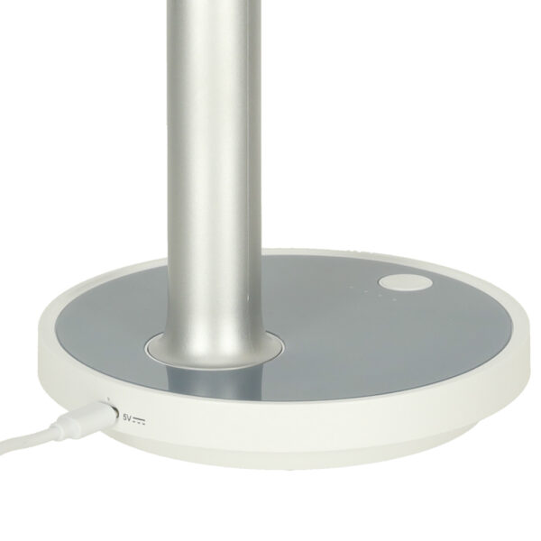 Wentylator biurkowy wiatrak przenośny bezprzewodowy USB z akumulatorem regulowany 4 poziomy mocy LED 38cm biały - obrazek 5