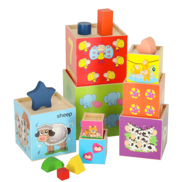 Wieża edukacyjna drewniana sorter kształty nauka liczenia 71cm XXL - obrazek 7