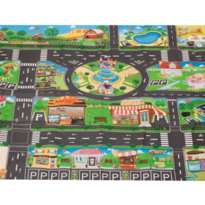 Mata edukacyjna do zabawy miasto ulica + znaki drogowe wodoodporna kolorowa 130x100cm
