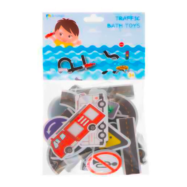 Zabawka do kąpieli wanny wodna dla dzieci naklejki piankowe autka ulica puzzle 23 el. - obrazek 7