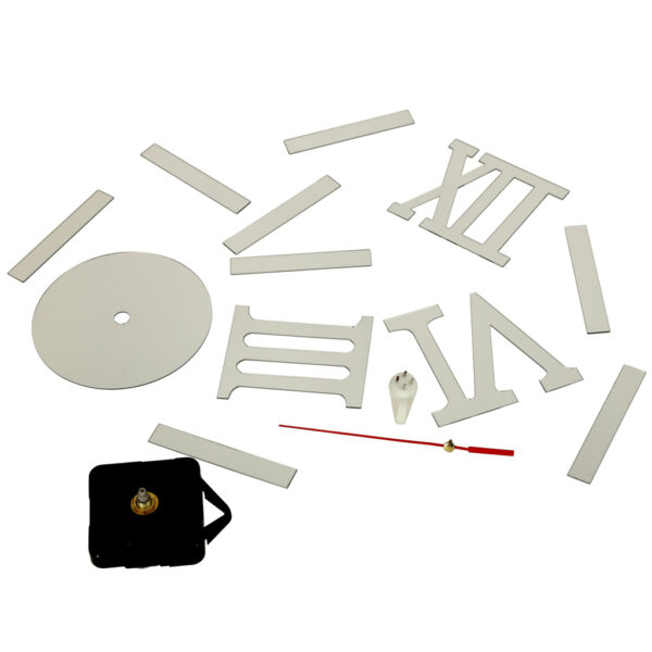 Zegar Ścienny naklejany DIY 3D regulowany rzymski srebrny 130cm - obrazek 4
