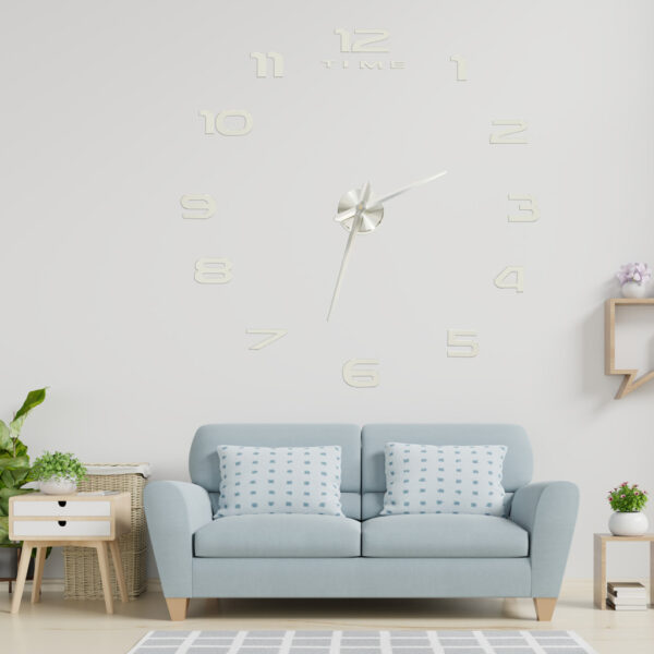 Zegar ścienny naklejany na ścianę 3D lustrzany DIY duży nowoczesny 80-120cm XL - obrazek 6