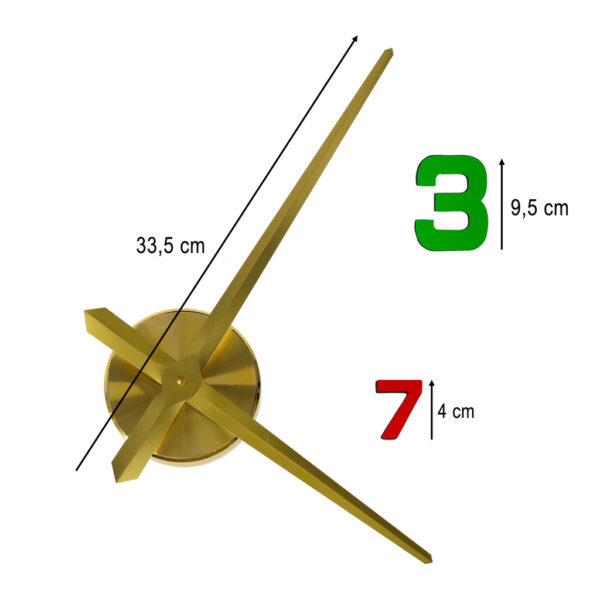 Zegar ścienny naklejany DIY regulowany 80-90 cm złoty kolorowy 12 cyfr - obrazek 2