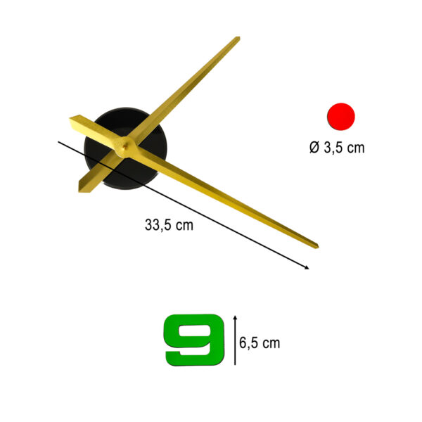 Zegar ścienny naklejany DIY regulowany 80-90 cm złote wskazówki kolorowy 4 cyfry - obrazek 2