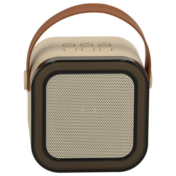 Zestaw do karaoke 2 mikrofony + głośnik przenośny BLUETOOTH USB LED beżowy - obrazek 5