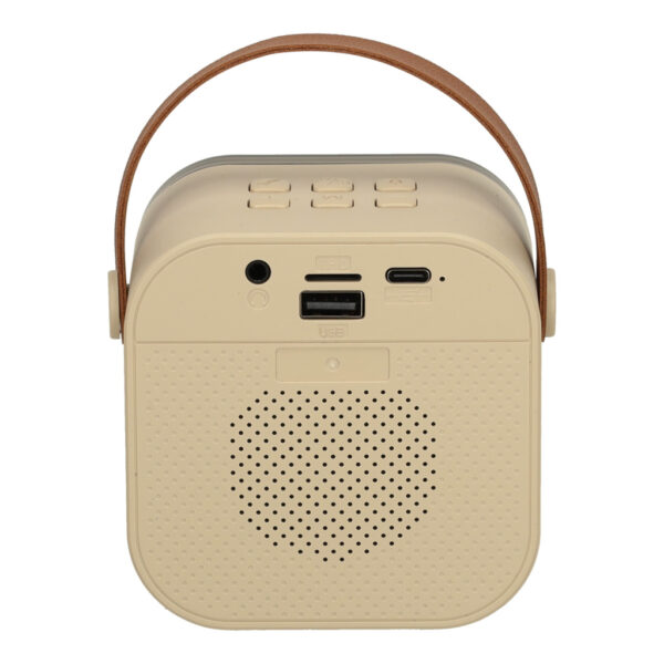 Zestaw do karaoke 2 mikrofony + głośnik przenośny BLUETOOTH USB LED beżowy - obrazek 6