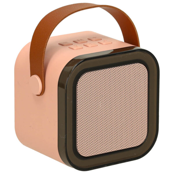 Zestaw do karaoke mikrofon + głośnik przenośny BLUETOOTH USB LED różowy - obrazek 3