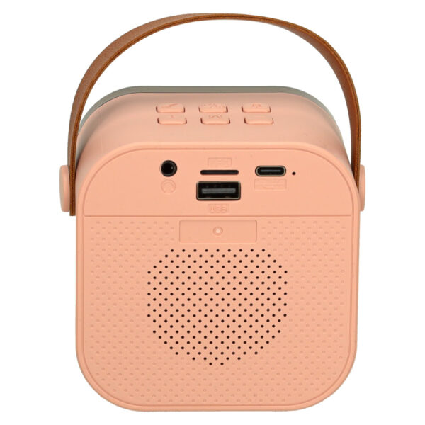 Zestaw do karaoke mikrofon + głośnik przenośny BLUETOOTH USB LED różowy - obrazek 6