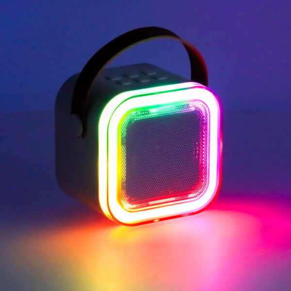 Zestaw do karaoke mikrofon + głośnik przenośny BLUETOOTH USB LED różowy - obrazek 7